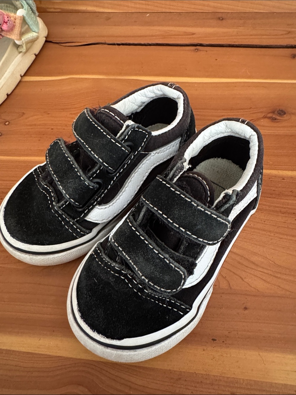 Vans Black and White Velcro Sneakers